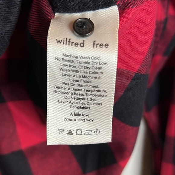 Aritzia Wilfred Free Buffalo Plaid Check Flannel Long   Top Size S - Picture 7 of 8